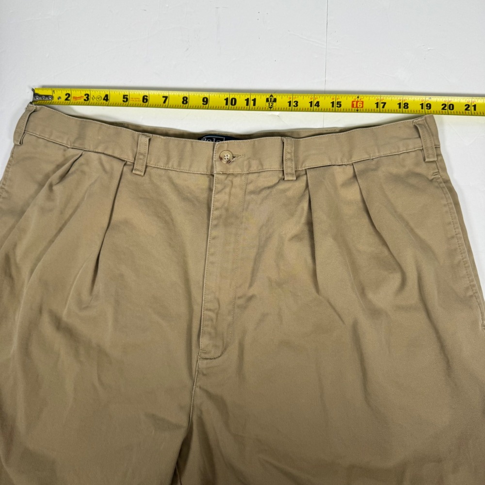 Polo Ralph Lauren Tyler Short Mens 42T Khaki Tan Pleated Cotton Twill Chino Tall - Picture 9 of 12